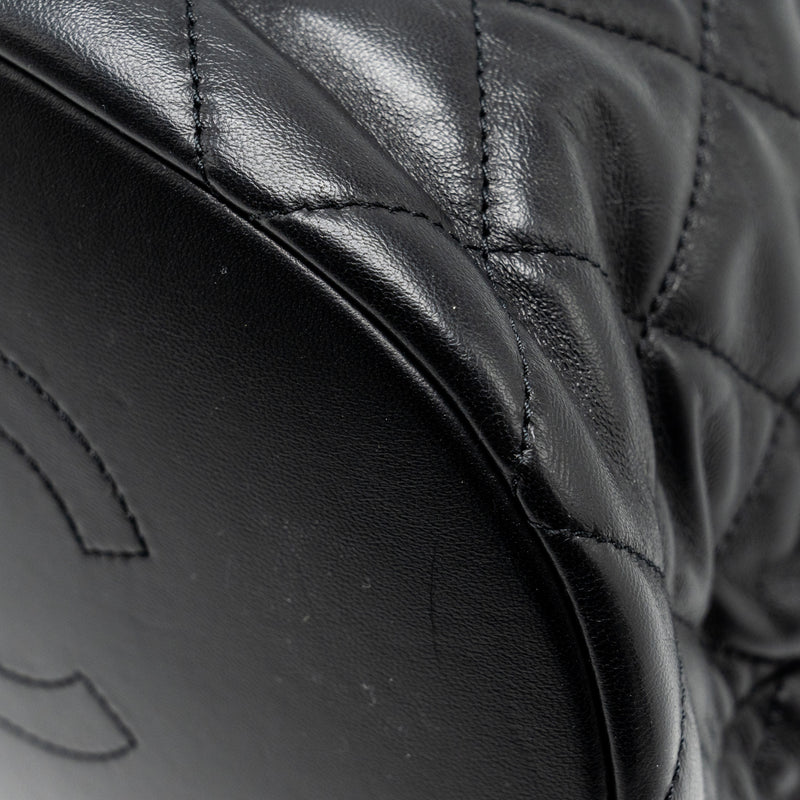 Chanel 22p Drawstring Bucket Bag Lambskin Black GHW (Microchip)