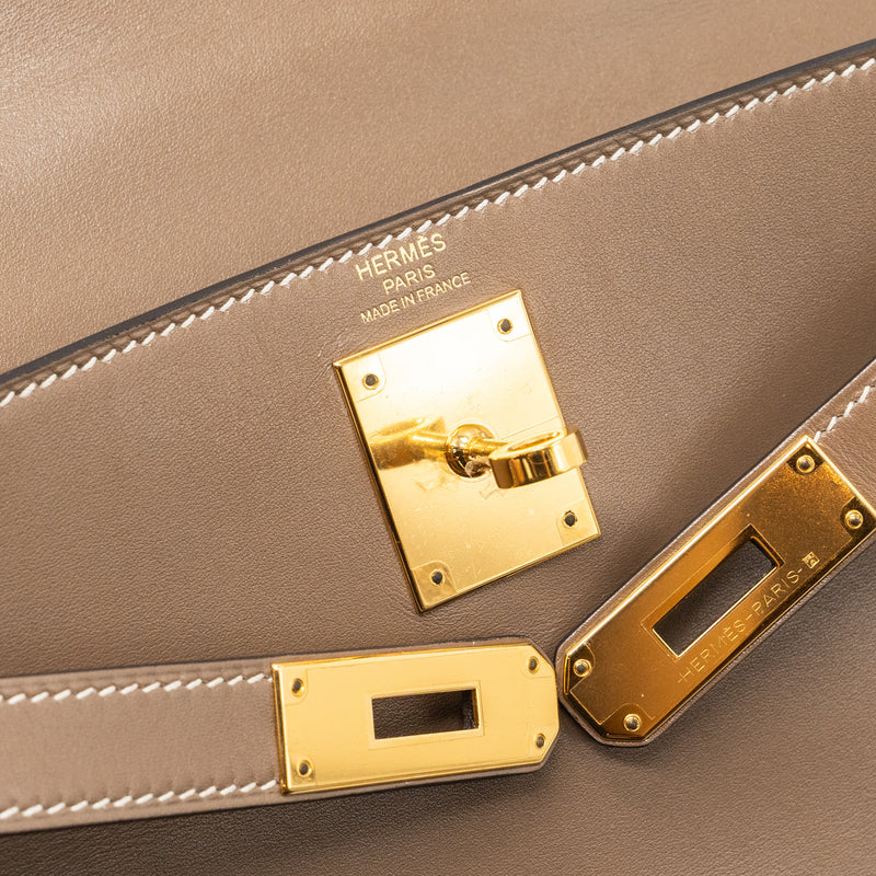 Hermes Kelly 28 Tadelakt Etoupe GHW Stamp A