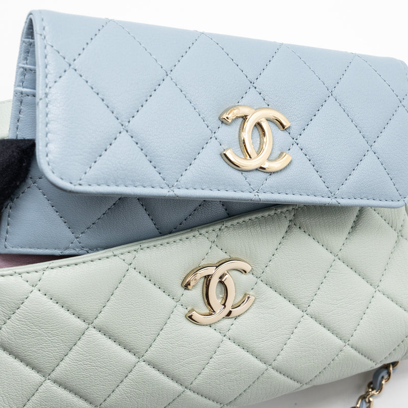 Chanel small camera bag goatskin multicolor green / blue / pink LGHW