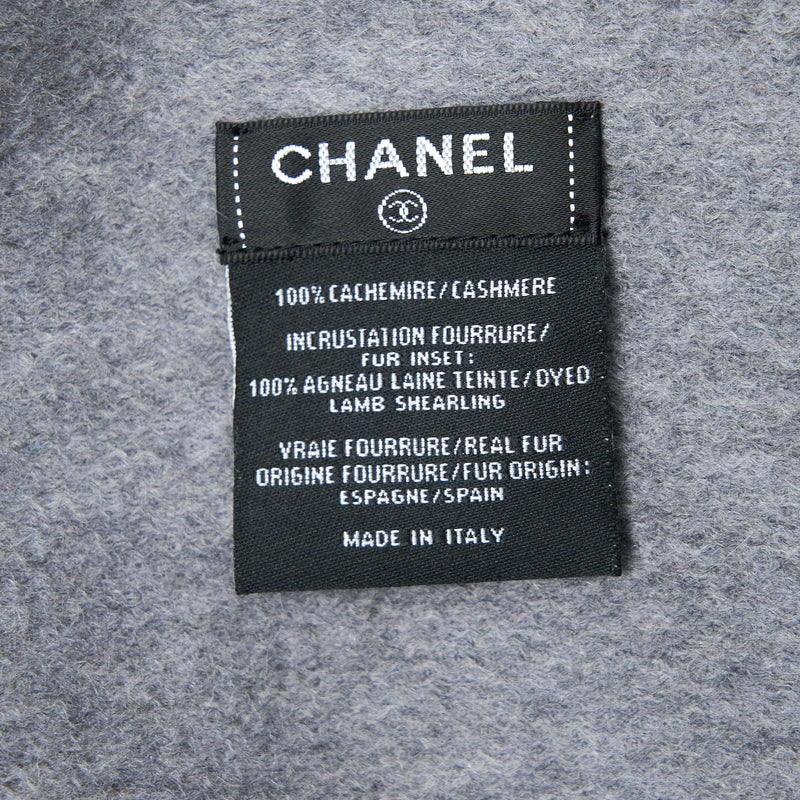 Chanel CC Logo/Letter Scarf/Shawl Cashmere Grey/White