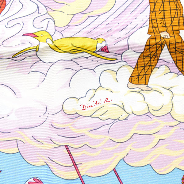 Hermes 90CM Silk Scarf Sur Mon Nuage Multicolour Blue