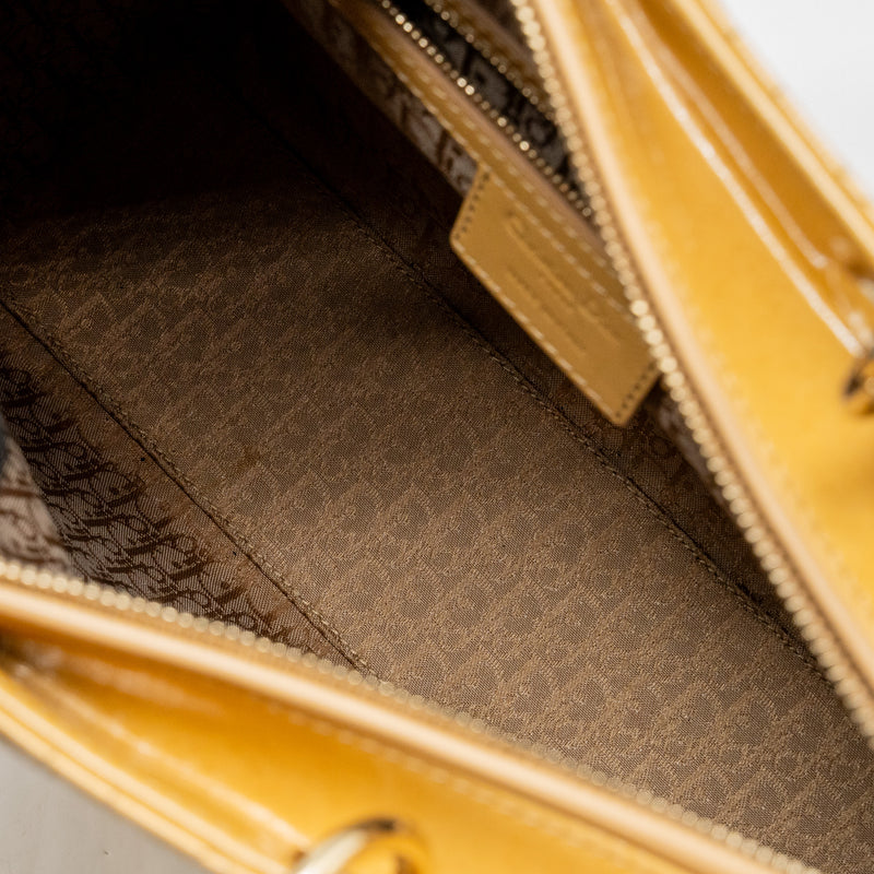 Dior Large Lady Dior Patent Leather Beige LGHW