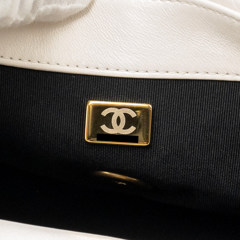 Chanel Small 19 Bag Shiny Goatskin White Multicolour Hardware (Microchip)