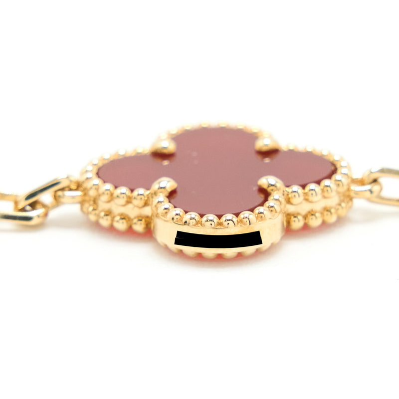 Van Cleef & Arpels Vintage Alhambra 5-Motif Bracelet Carnelian Yellow Gold