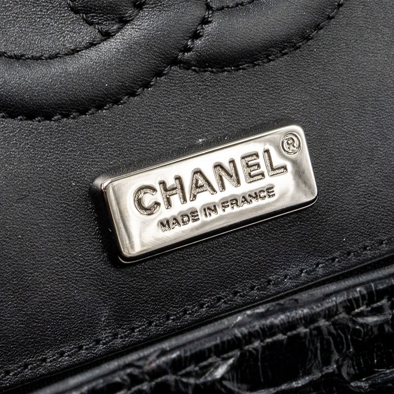 Chanel Medium Classic Double Flap bag python black SHW