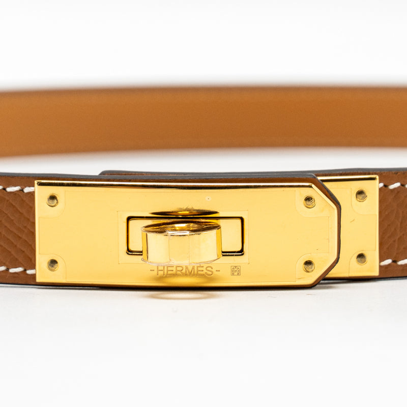 Hermes Classic kelly 18 belt epsom gold GHW stamp B