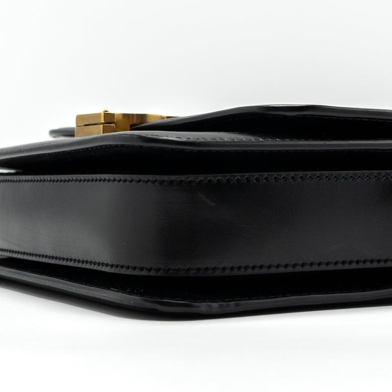 Saint Laurent Small Solferino Satchel Crossbody Bag Box Calfskin Black GHW