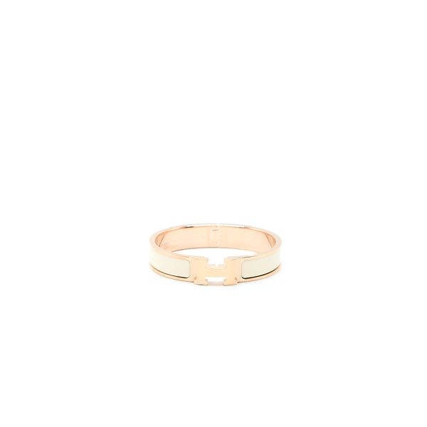 Hermes Size PM Clic H Bracelet Crème RGHW