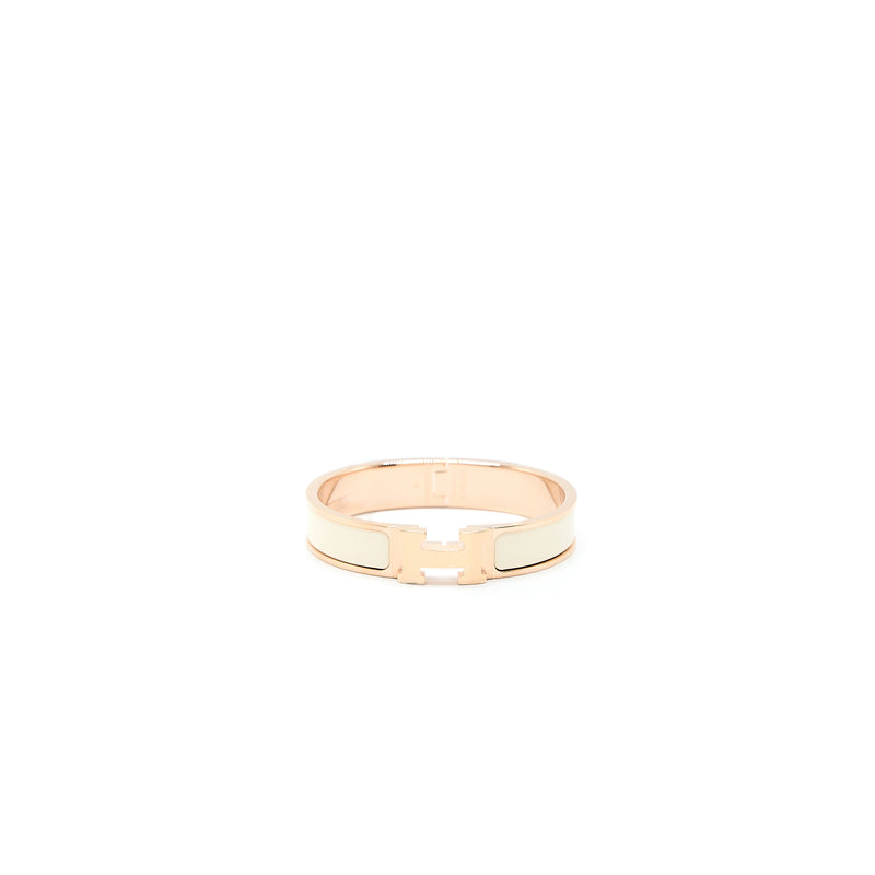 Hermes Size PM Clic H Bracelet Crème RGHW