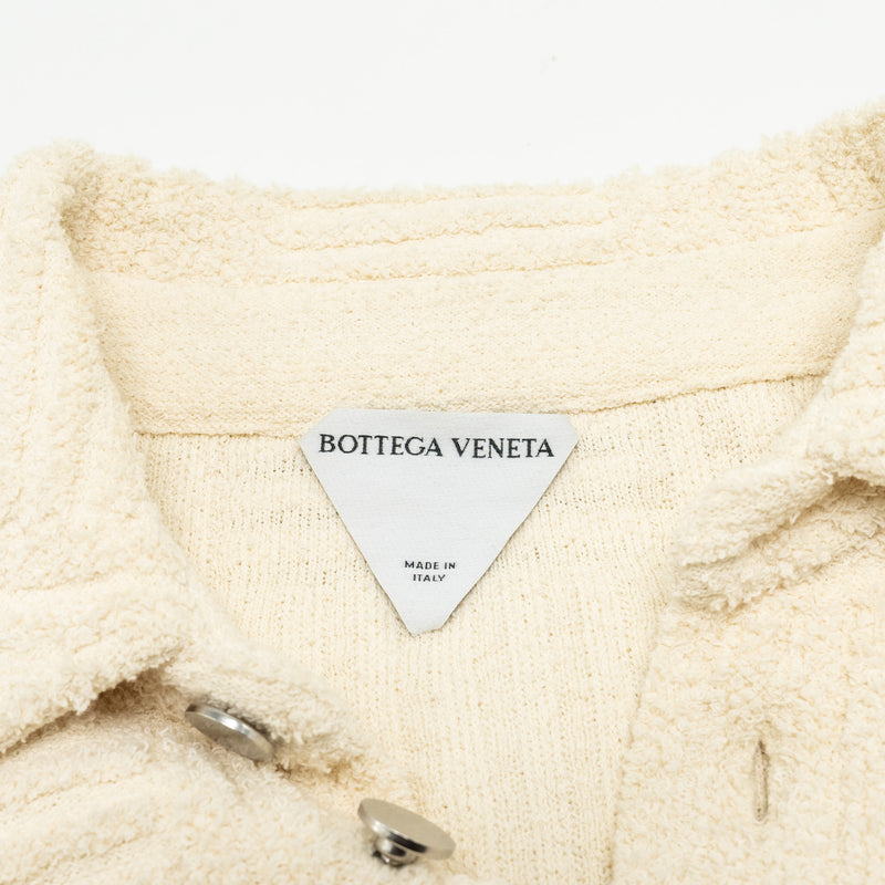 Bottega Veneta Size S Intrecciato Jacquard Terry Worker Jacket Cotton White