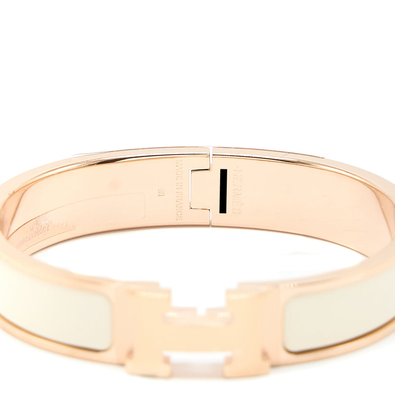 Hermes Size PM Clic H Bracelet Crème RGHW