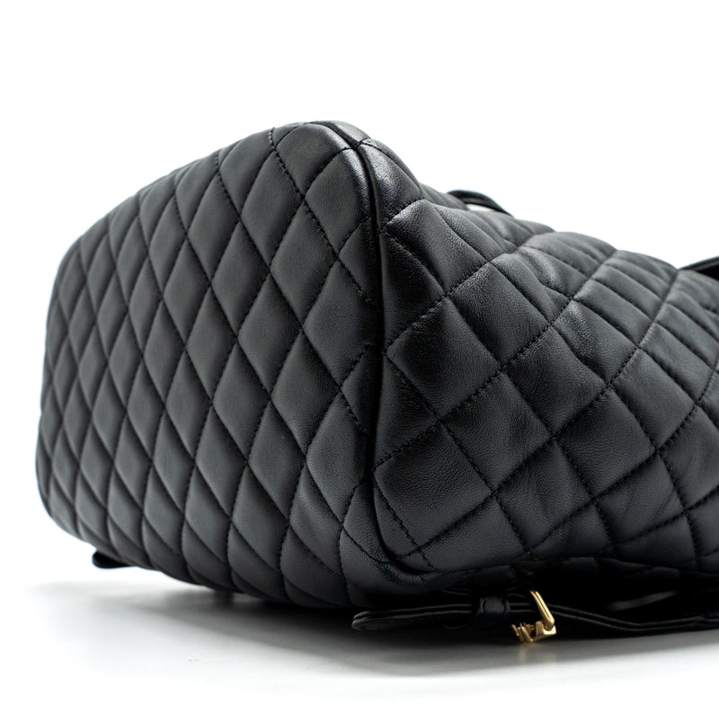 Chanel quilted flap backpack lambskin black GHW
