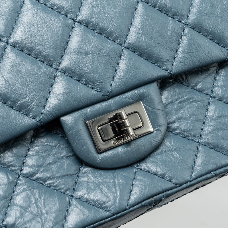 Chanel Large 2.55 reissue Flap Bag Aged Calfskin Petrol blue Ruthenium Hardware