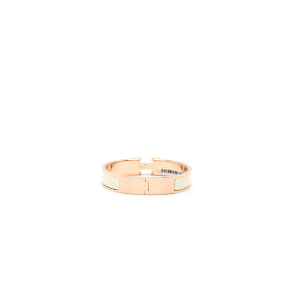 Hermes Size PM Clic H Bracelet Crème RGHW