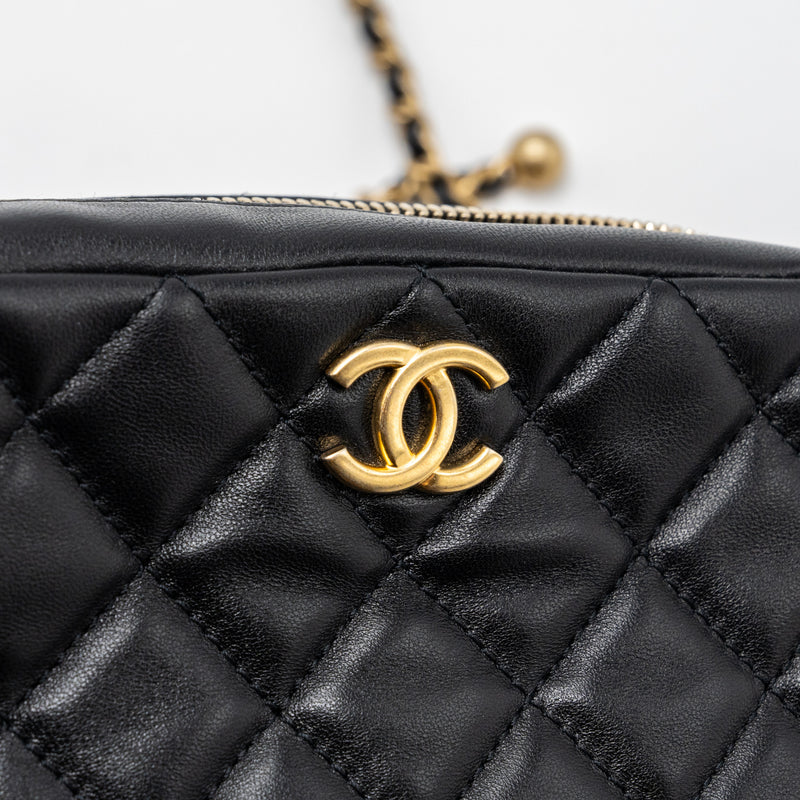 CHANEL Lambskin Quilted CC Pearl Crush Camera Case Black 1289615