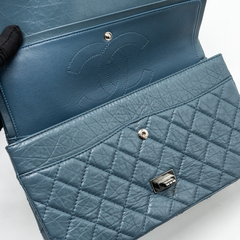 Chanel Large 2.55 reissue Flap Bag Aged Calfskin Petrol blue Ruthenium Hardware