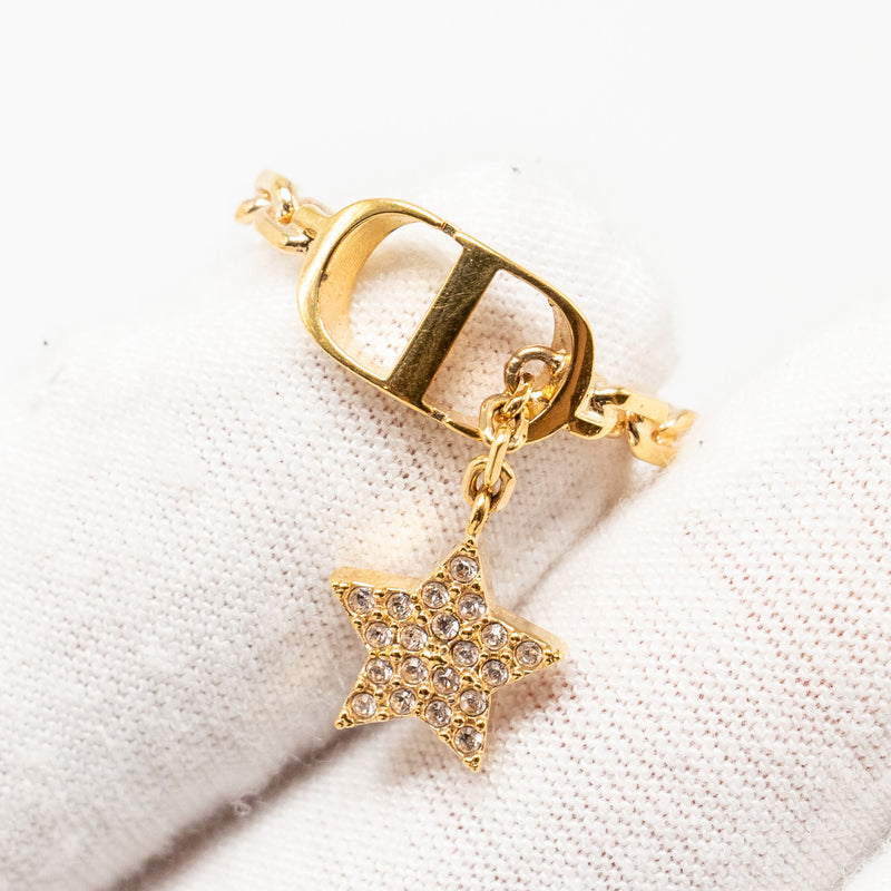 Dior Size M CD and Star Ring Crystal Gold Tone