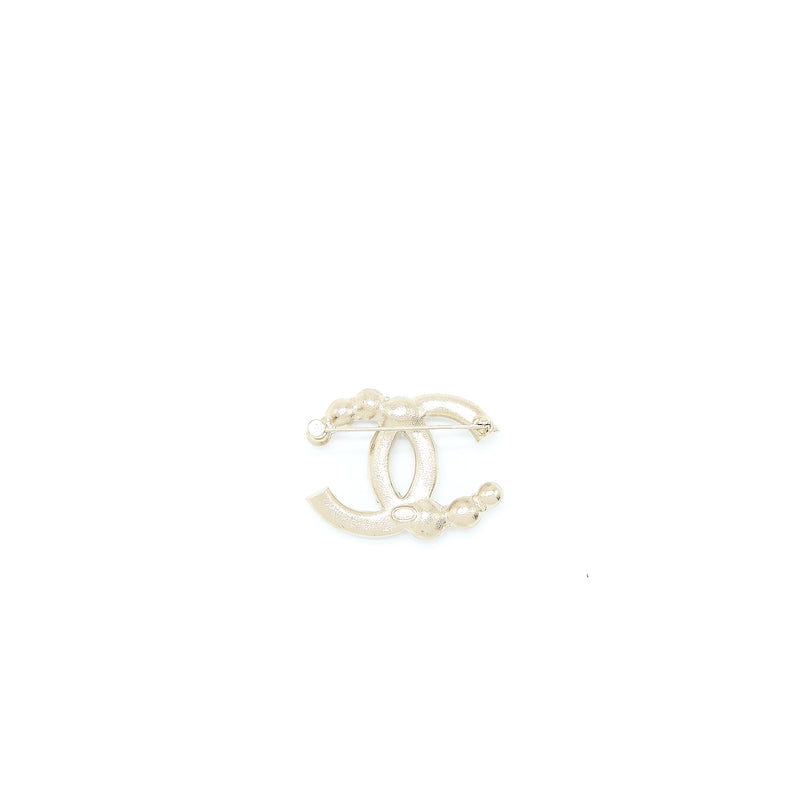 Chanel CC Logo Brooch Crystal/Pearl Light Gold Tone