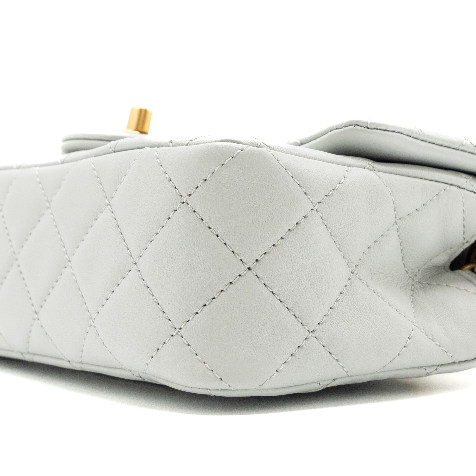 Chanel 23C pearl crush mini rectangular flap bag lambskin light grey G