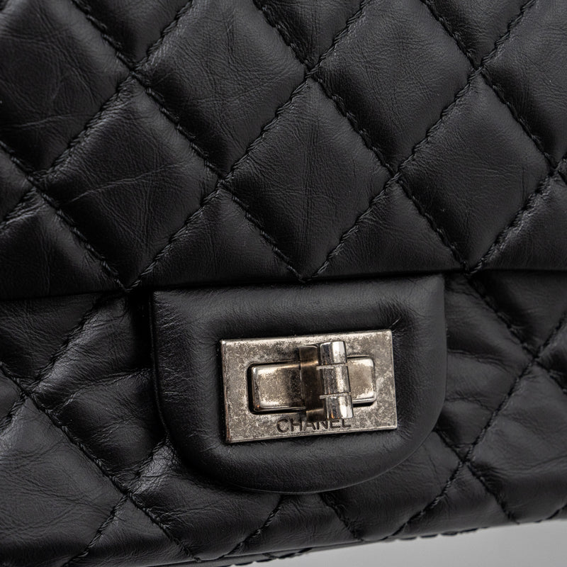 CHANEL 2.55 SMALL REISSUE FLAP  BAG AGED CALFSKIN BLACK RUTHENIUM HARDWARE