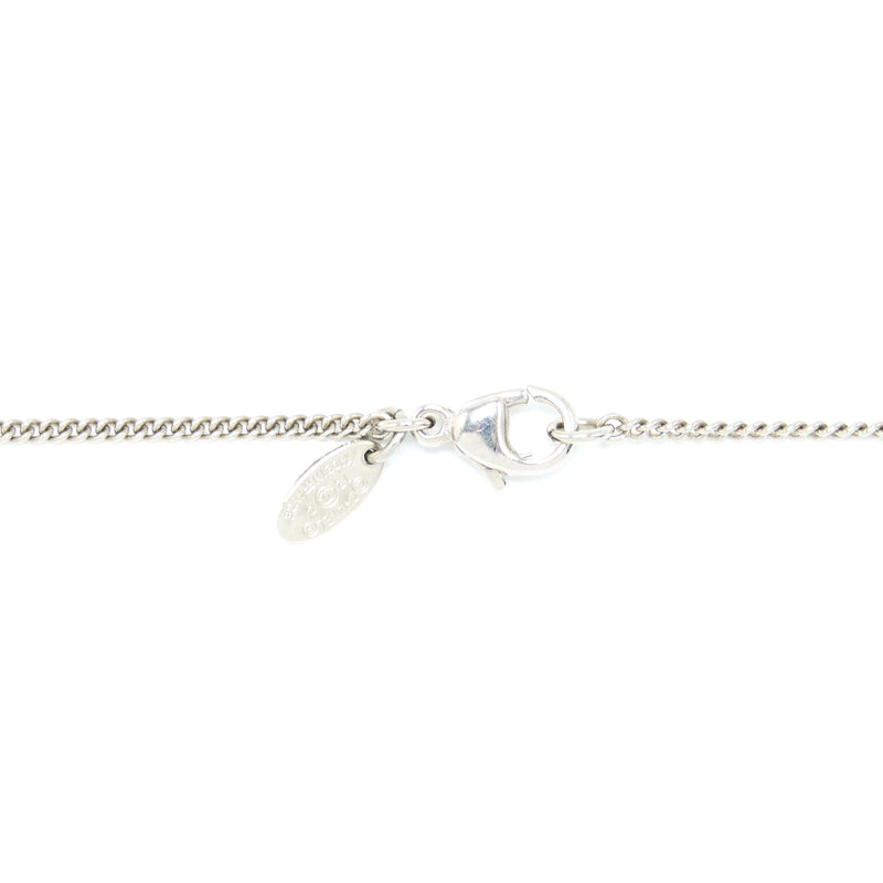 Chanel CC Logo Necklace Crystal Silver Tone