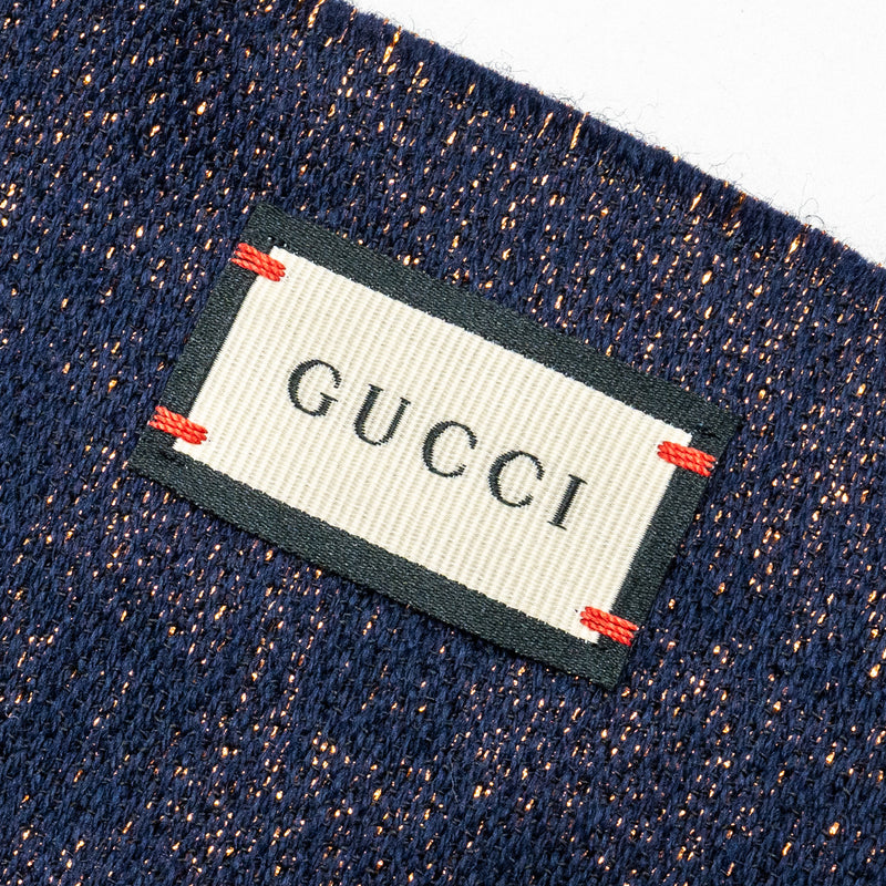 Gucci Wool Scarf GG Supreme Navy/Gold