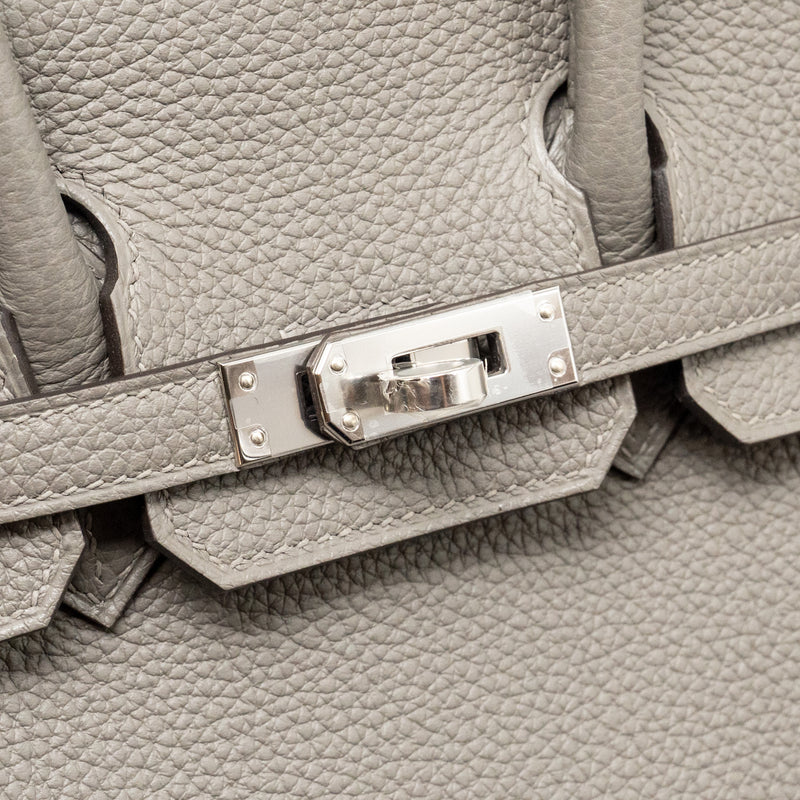 Hermes Birkin 25 togo gris Meyer SHW stamp U