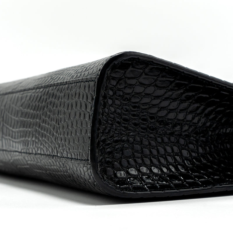 Saint laurent Manhattan shoulder bag croc-embossed calfskin black GHW