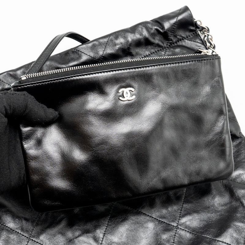 Chanel Small 22 Shiny Calfskin Black SHW (Microchip)
