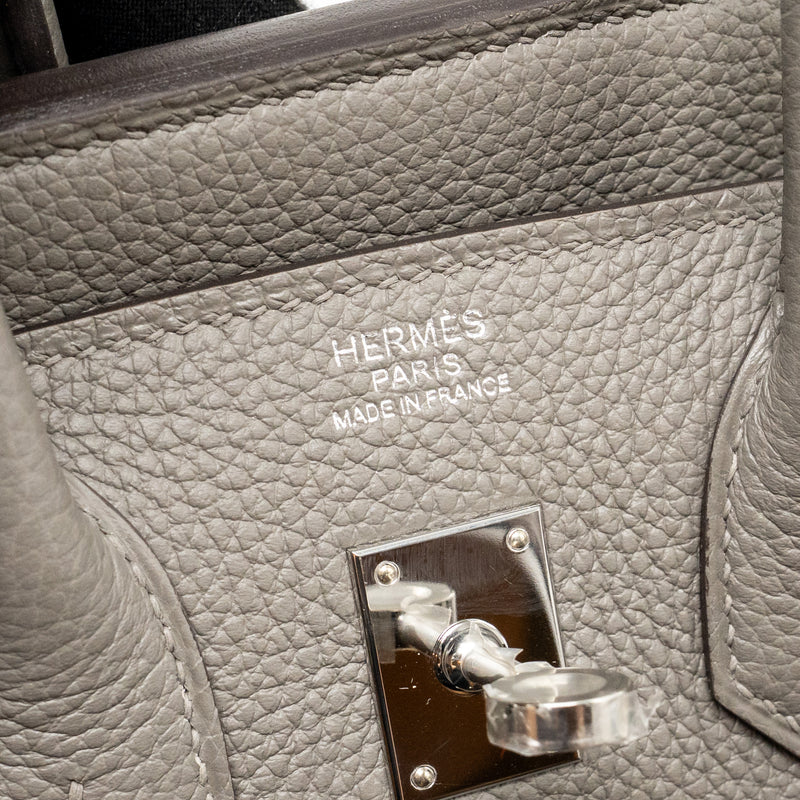 Hermes Birkin 25 togo gris Meyer SHW stamp U