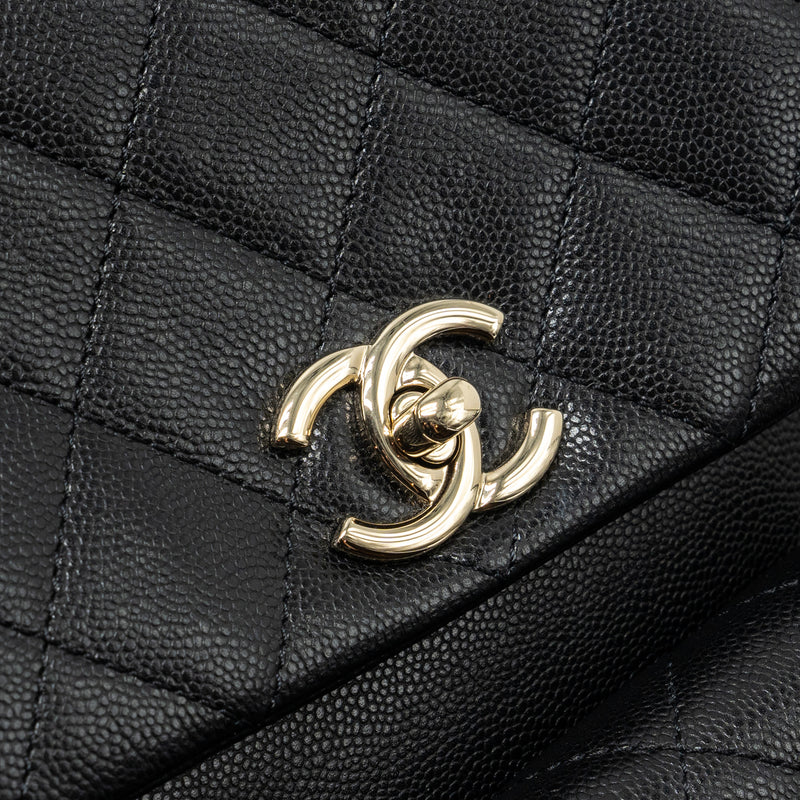 Chanel Triple Pocket Backpack Caviar Black LGHW (Microchip)