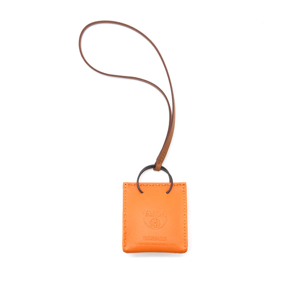 Hermes Orange Bag Charm Feu/Gold Stamp Y