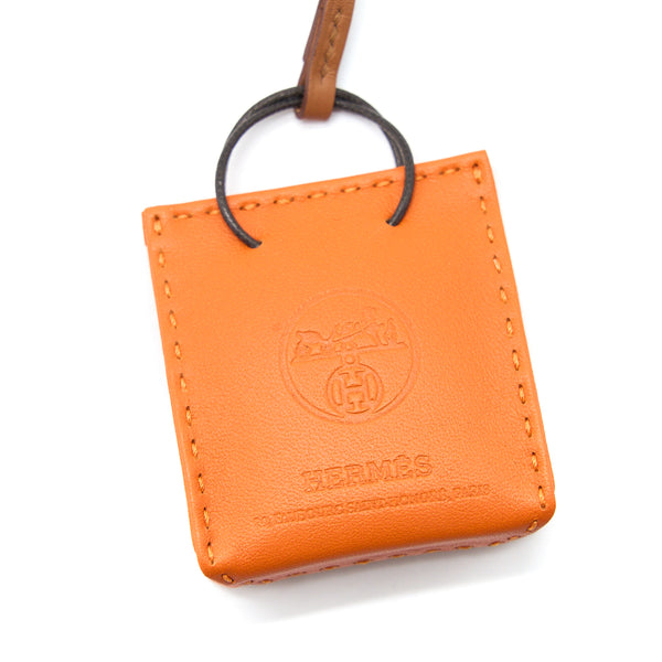 Hermes Orange Bag Charm Feu/Gold Stamp Y