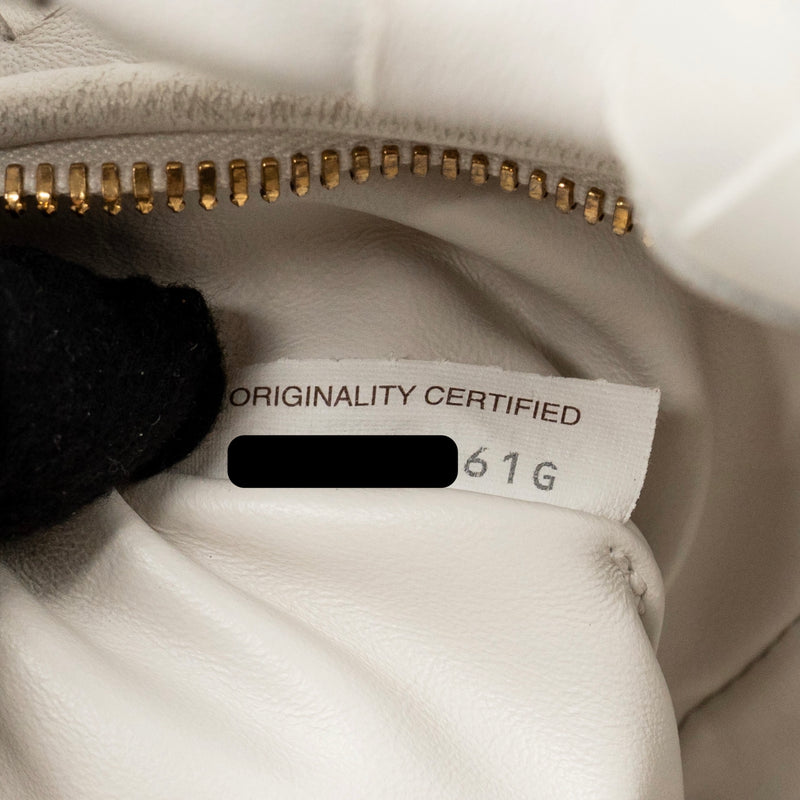 Bottega Veneta Mini Jodie Lambskin White GHW