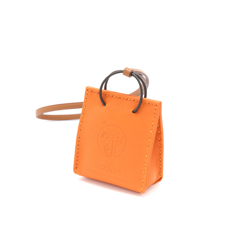 Hermes Orange Bag Charm Feu/Gold Stamp Y