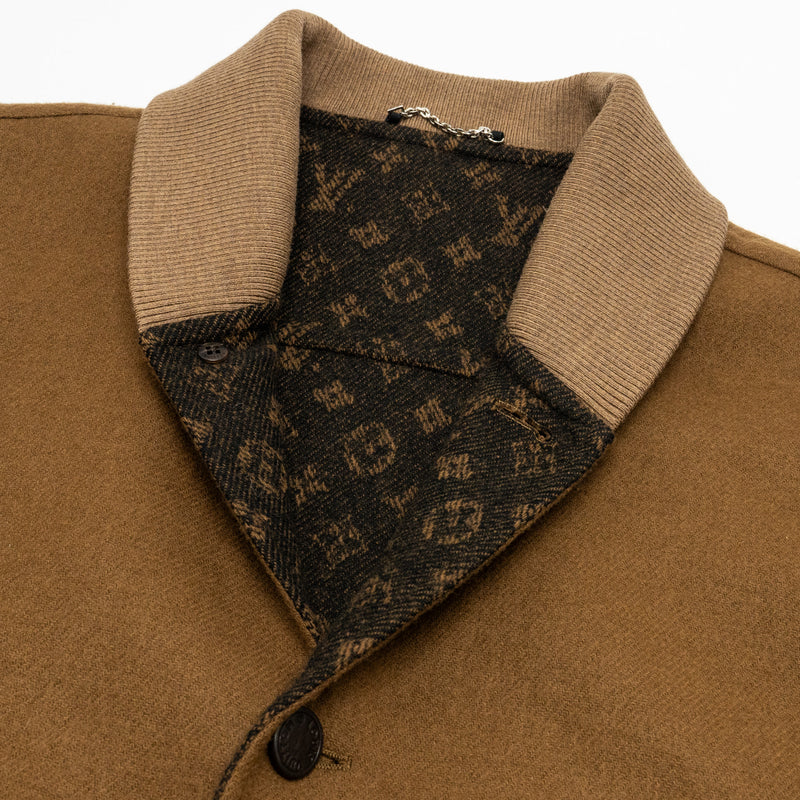 LOUIS VUITTON Size 46 Men's Bomber Jacket Wool/Cashmere Brown