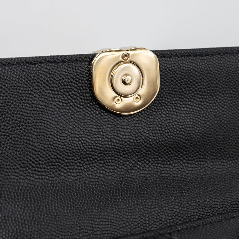 Chanel top handle mini flap bag with chain caviar black LGHW (microchip)