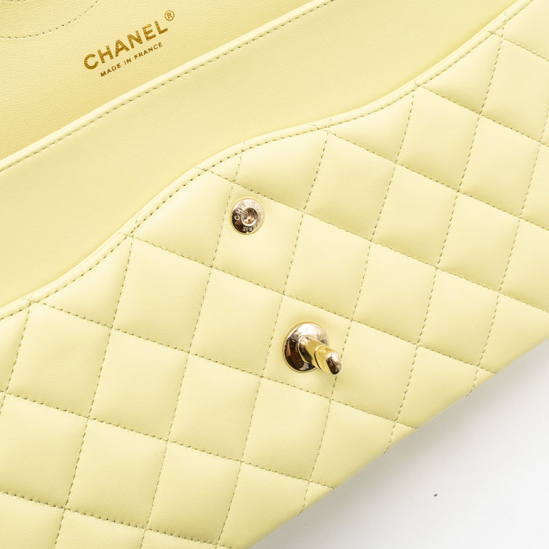 Chanel 23C jumbo classic double flap bag lambskin light green LGHW (microchip)