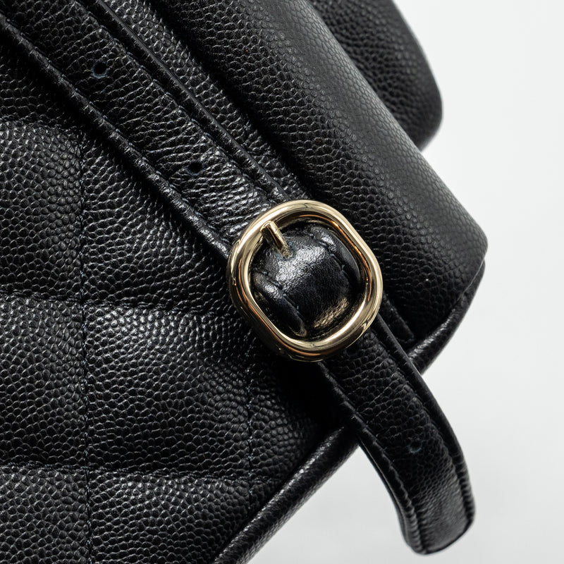 Chanel Triple Pocket Backpack Caviar Black LGHW (Microchip)