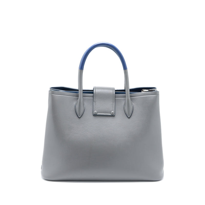 Prada Shopping Tote Bag Soft Calfskin Grey SHW