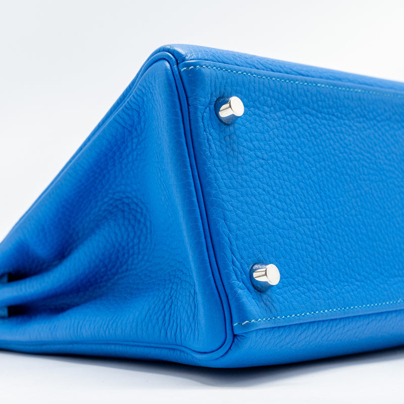 Hermes Kelly 28 Clemence Blue Hydra SHW Stamp Square P