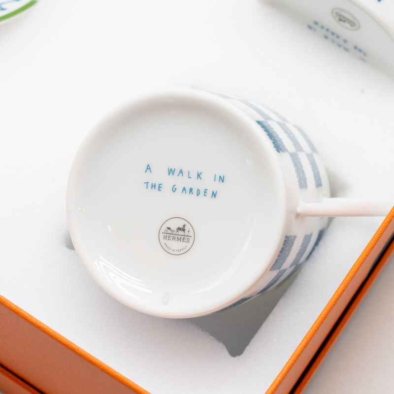 Hermes A Walk In The Garden Coffee Cup and Saucer Blue (2 Sets)