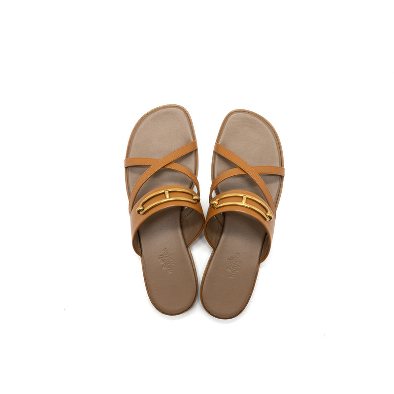 Hermes size 38.5 Claire sandal calfskin gold GHW
