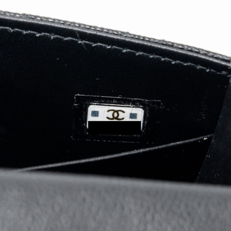 Chanel top handle mini flap bag with chain caviar black LGHW (microchip)