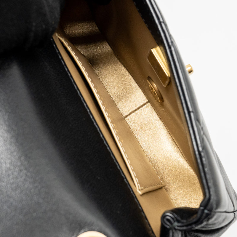 Chanel Pearl Crush Mini square flap bag lambskin Black GHW (Microchip)