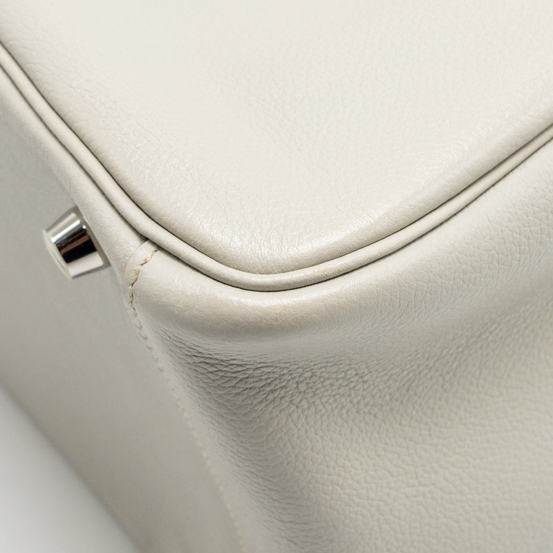 Hermes Lindy 30 Evercolor Gris Pearl SHW stamp square Q