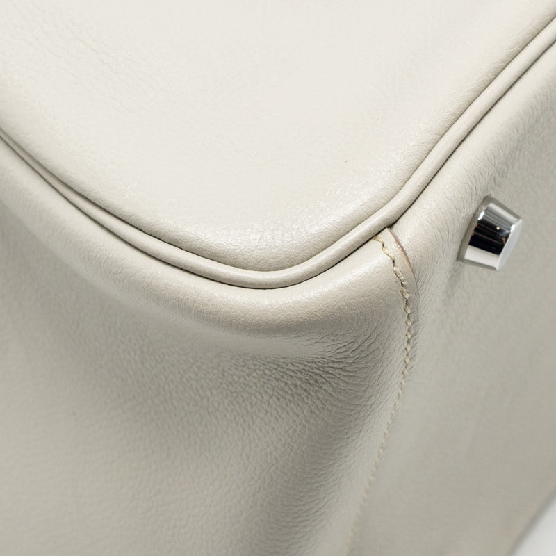 Hermes Lindy 30 Evercolor Gris Pearl SHW stamp square Q