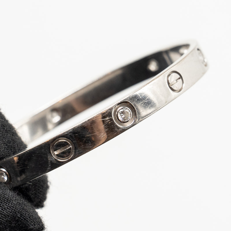 Cartier size 17 love bracelet white gold 6 diamonds