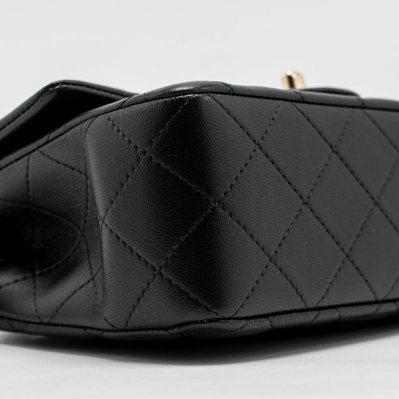 Chanel Top handle mini rectangular flap bag with lion charm lambskin black LGHW (microchip)