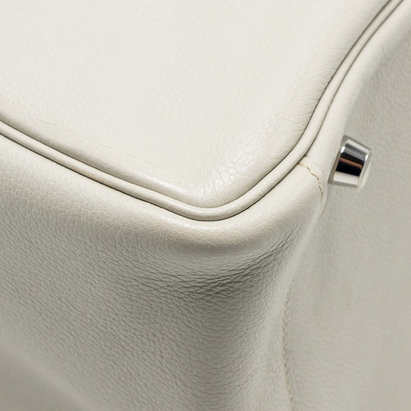 Hermes Lindy 30 Evercolor Gris Pearl SHW stamp square Q